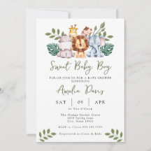 Boy Baby Shower Einladung Template Safari Jungle