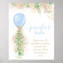 Boy Baby Shower Eucalyptus Balloon Schnuller Hunt Poster