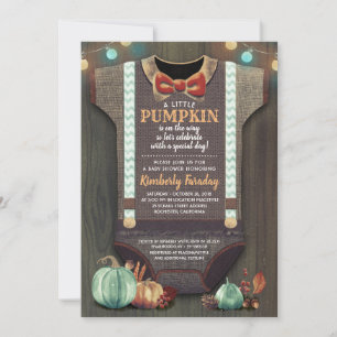 Boy Baby Shower Fall Pumpkin Rustic Burlap Wood Einladung