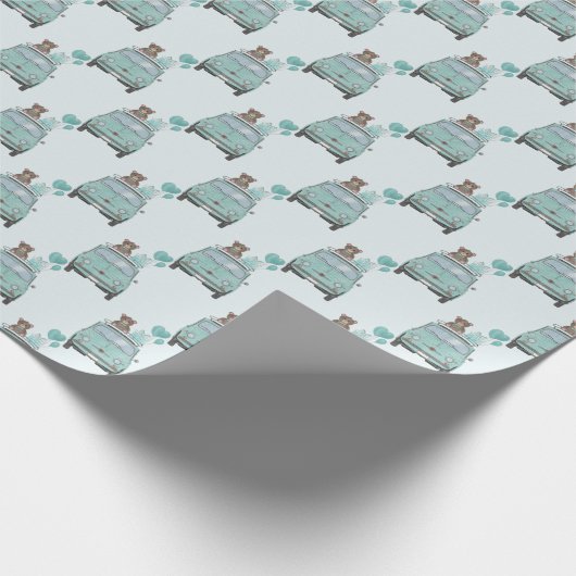 Boy Baby Shower Fiat 500 Geschenkpapier (Ecke)