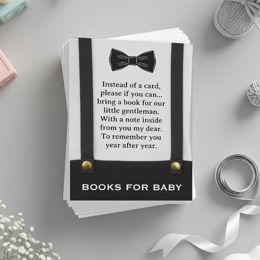 Boy Baby Shower Gentleman Suspenders Book Request Begleitkarte