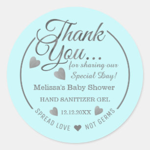Boy Baby Shower Gevor Spread Liebe Silberdanke Runder Aufkleber