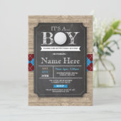 Boy Baby Shower Golf Ball Raute Chalk Einladung (Stehend Vorderseite)