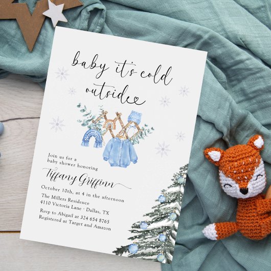 Boy Baby Shower Its Cold Outside| Clothes  Einladung