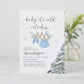 Boy Baby Shower Its Cold Outside| Clothes Einladung (Stehend Vorderseite)