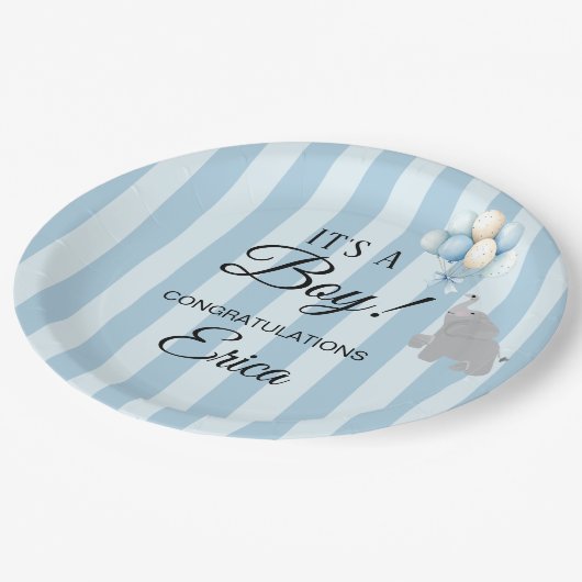 Boy Baby Shower Pappteller (Schrägansicht)
