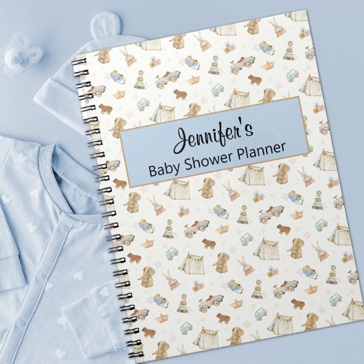 Boy Baby Shower Planner Keepake Vintag Toys Notizblock