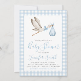Boy Baby Shower Preppy Southern Blue Storch Einladung