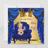 Boy Baby Shower Prince Royal Blue Blonde Einladung (Vorderseite)