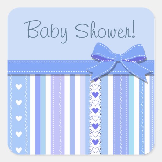 Boy Baby Shower Quadratischer Aufkleber (Vorderseite)