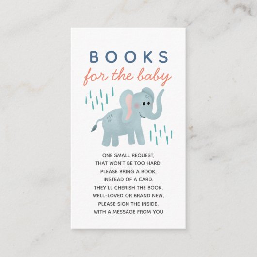 Boy Baby Shower Safari Elephant Books For Baby Begleitkarte (Vorderseite)