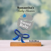 Boy Baby Shower Silver Blue Rattle Acrylschild (Neutral)
