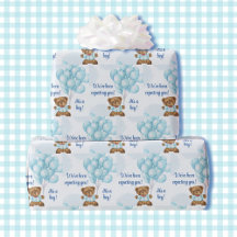 Boy Baby Shower Teddy Bear Blue Balloons Name