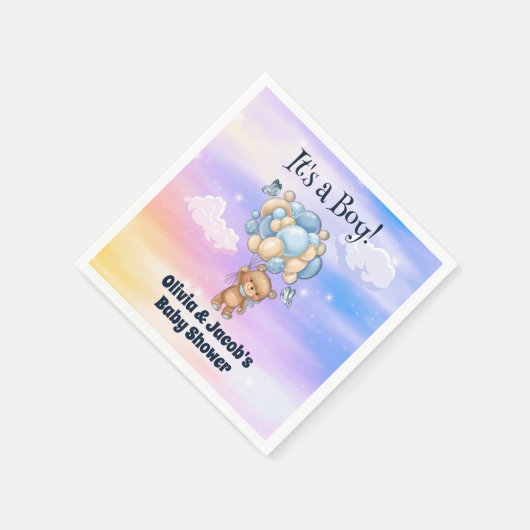 Boy Baby Shower Teddy Bear Serviette (Ecke)