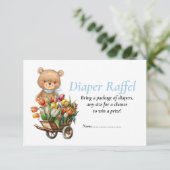 Boy Baby Shower Teddy Rustica Flora Diaper Raffel Einladung (Stehend Vorderseite)