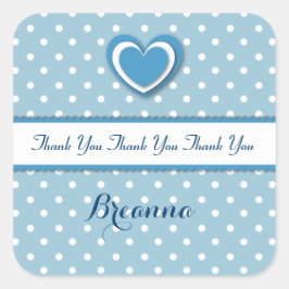 Boy Baby Shower Vielen Dank BLUE Polka Dots Quadratischer Aufkleber