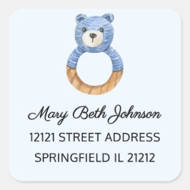Boy Baby Shower Watercolor 1.5-in-Adressaufkleber Quadratischer Aufkleber