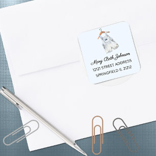 Boy Baby Shower Watercolor 1.5-in-Adressaufkleber Quadratischer Aufkleber