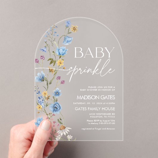 Boy Baby Sprinkle  Acrylic Invitation Acryleinladungen (Insitu (Handheld))