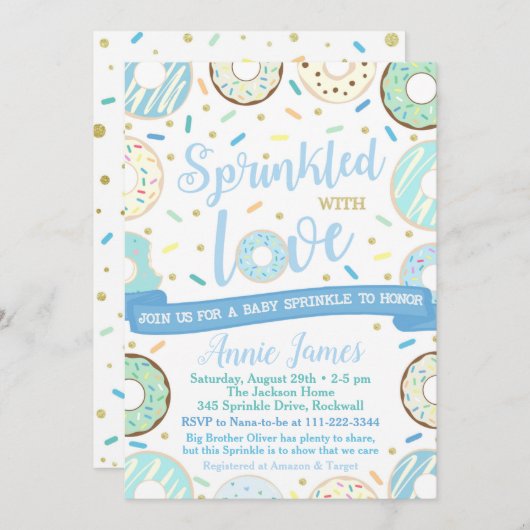 Boy Baby Sprinkle Einladung Donut Baby Sprinkle (Vorne/Hinten)