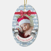Boy Baby's First Christmas Tree Blue & Red Foto Keramik Ornament (Links)