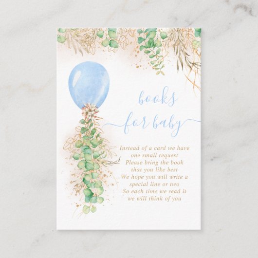 Boy Balloon Eucalyptus Gold Glitzer Book for Baby Begleitkarte (Vorderseite)