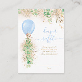 Boy Balloon Eucalyptus Gold Glitzer Diaper Raffle Begleitkarte