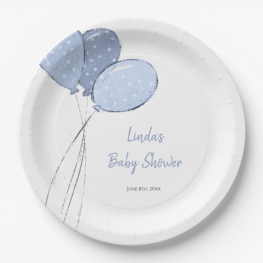 Boy Balloons Babydusche Pappteller (Vorderseite)