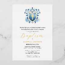 Boy Baptisations Invitations Blue Wappen