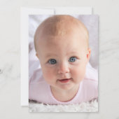 Boy Baptisc Foto Classic Blue Gray Blumenreath Dankeskarte (Rückseite)