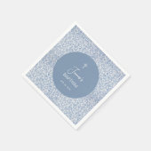 Boy Baptism Blue and White Floral Pattern Elegant Serviette (Ecke)
