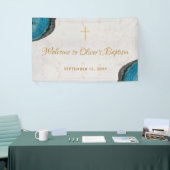 Boy Baptism Blue Geode Agate Marble Script willkom Banner (Messeveranstaltung)