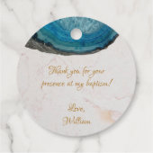 Boy Baptism Blue Geode White Marble Gold Cross Geschenkanhänger (Rückseite)