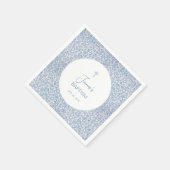 Boy Baptism Blue White Floral Pattern Christening  Serviette (Ecke)