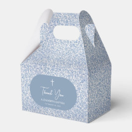 Boy Baptism Blue & White Floral Pattern Thank You Geschenkschachtel