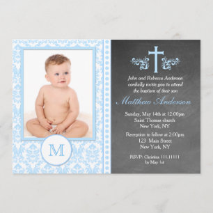 Boy Baptism Chalkboard Einladungen