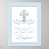 Boy Baptism Christening Erste Kommunion Zeichen Poster (Vorne)