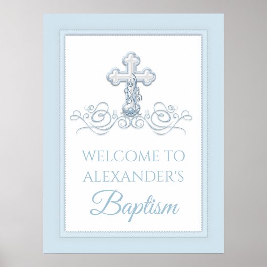 Boy Baptism Christening Erste Kommunion Zeichen Poster (Vorne)