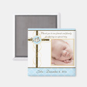 Boy Baptism/Christening Favor - Foto Magnet (Vorderseite/Rückseite)