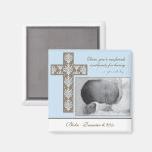 Boy Baptism/Christening Favor - Foto Magnet (Vorderseite/Rückseite)