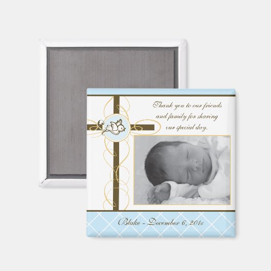 Boy Baptism/Christening Favor - Foto Magnet (Vorderseite/Rückseite)