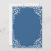 Boy Baptism Classic Blue Imitats Silver Blätter Ve Einladung (Rückseite)