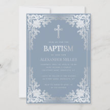 Boy Baptism Dusty Blue Elegante Imitate Silver Vin