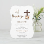 Boy Baptism Einladung in Spanisch Boho (Stehend Vorderseite)