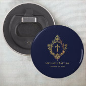 Boy Baptism favorisiert Navy Blue Imitats Gold Cro Flaschenöffner