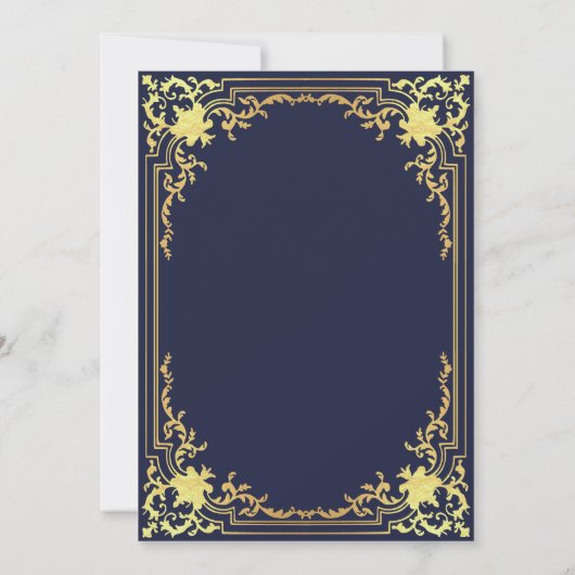 Boy Baptism First Birthday Navy Blue Gold Elegant Einladung (Rückseite)