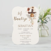Boy Baptism Invitation in Spanish Boho Einladung (Stehend Vorderseite)