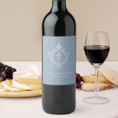 Boy Baptism Wappen Dusty Blue Elegante Vintag Weinetikett