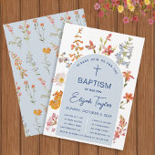 Boy Baptism Wildblumen Blue Arch Floral Religious Einladung