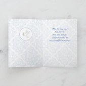 Boy Baptisse Blessings Blue Cross Damask Wirbel Karte (Innenseite)